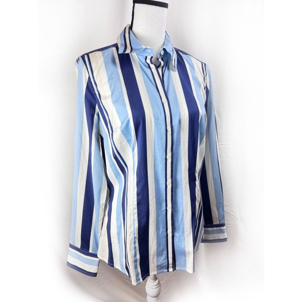 NWT Ann Taylor Button-Down Vertical Stripes Shirt - Size 10 (A204)